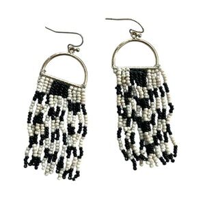 Black and White Beaded Earrings